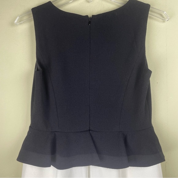 Ann Taylor Petite Black & White Sleeveless Peplum Dress Surplice Top Size 2 P - Picture 7 of 17